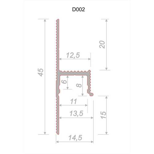Фото Теневой плинтус скрытого монтажа Decaro D002 под покраску (15*12.5*2000)