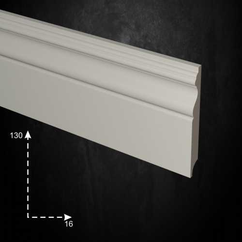 Фото Плинтус напольный МДФ Evrowood PN 140 Белый, крашеный (130*16*2000)