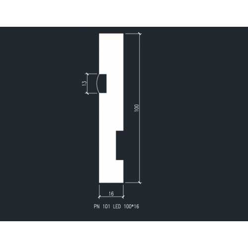 Фото Плинтус напольный с подсветкой LED Evrowood PN 101 Белый, крашеный  (100*16*2000)