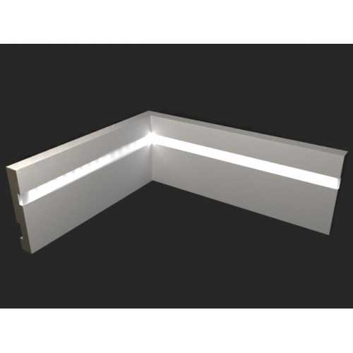 Фото Плинтус напольный с подсветкой LED Evrowood PN 101 Белый, крашеный  (100*16*2000)