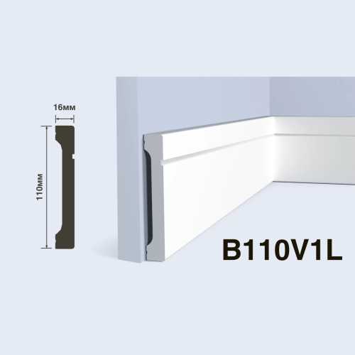 Фото Плинтус напольный Hiwood B110V1L под покраску, белый (110*16*2000)