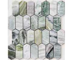 Мозаика из натурального камня Caramelle Pietrine Hexagonal Onice Verde oliva POL long hex 86х38 (278х304х7 мм)