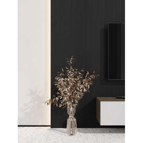 Фото Стеновая панель квадратная МДФ Ликорн - Полосы, Черный, 500*500*8 мм (4 шт)