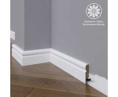 Белый плинтус напольный МДФ Madest Decor модель 06-054-10 крашеный (54х10х2400 мм)