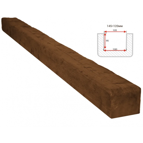 Фото Балка декоративная из полиуретана Arno Decor Рустик 145х120мм Дуб, длина 2м