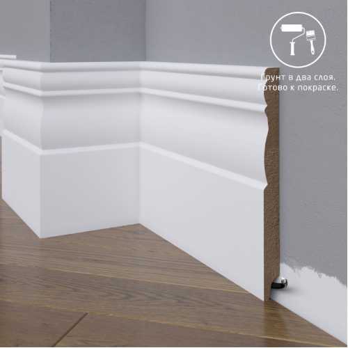 Фото Плинтус напольный под покраску 24-185-18 Madest Decor MDF (185х18х2400 мм)