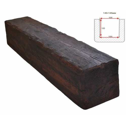 Фото Балка декоративная из полиуретана Arno Decor Рустик 145х145мм Магма, длина 2м