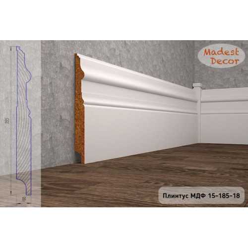 Фото Плинтус напольный под покраску 15-185-18 Madest Decor MDF (185х18х2400 мм)