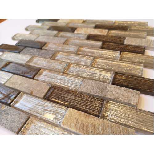 Фото Мозаика стеклянная с камнем Caramelle Naturelle Onega 73х23 (260х298х8 мм)