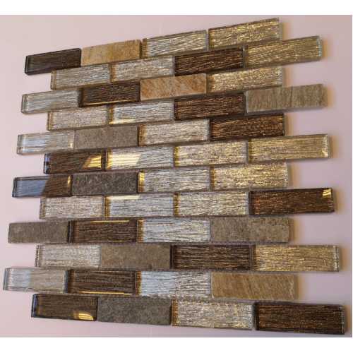 Фото Мозаика стеклянная с камнем Caramelle Naturelle Onega 73х23 (260х298х8 мм)
