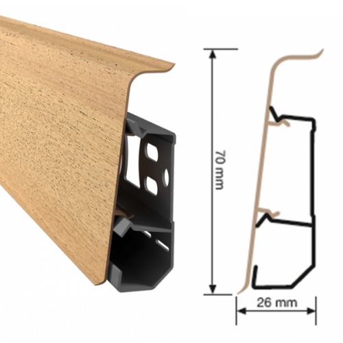 Фото Плинтус напольный, широкий ПВХ Arbiton Indo 01 Белый Блеск (70х26х2500 мм)