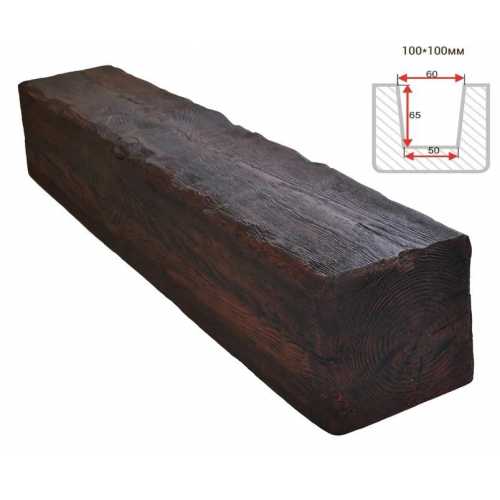 Фото Балка декоративная из полиуретана Arno Decor Рустик 100х100мм Магма, длина 3м