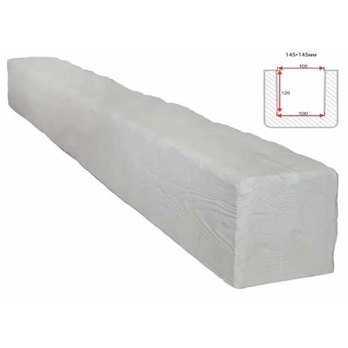 Фото Балка декоративная из полиуретана Arno Decor Рустик 145х145мм Белая, длина 1м