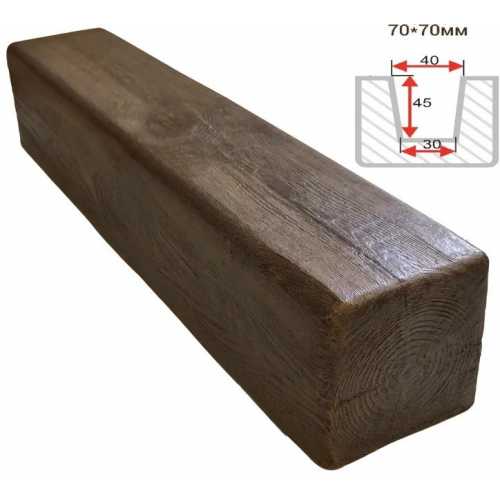 Фото Балка декоративная из полиуретана Arno Decor Модерн 70х70мм Дуб темный, длина 1м