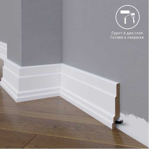Фото Плинтус напольный под покраску 08-088-18 Madest Decor MDF (88х18х2400 мм)