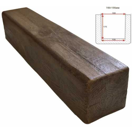 Фото Балка декоративная из полиуретана Arno Decor Модерн 195х195мм Дуб темный, длина 3м