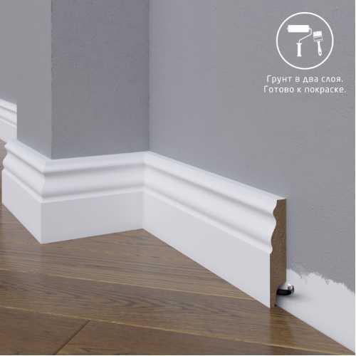 Фото Плинтус напольный под покраску 22-083-16 Madest Decor MDF (83х16х2400 мм)
