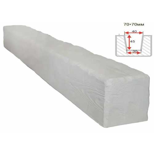 Фото Балка декоративная из полиуретана Arno Decor Рустик 70х70мм Белая, длина 2м