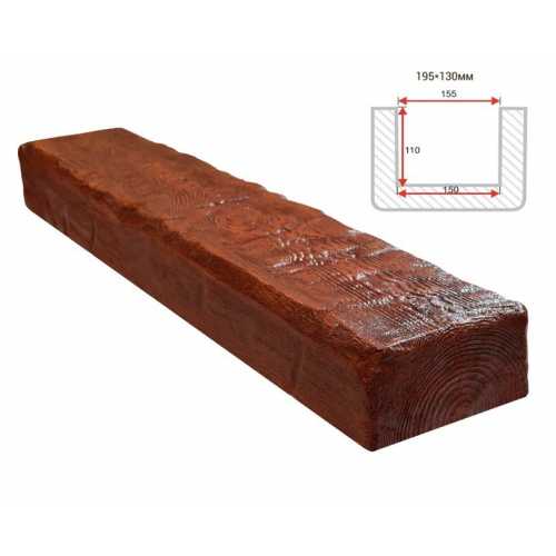 Фото Балка декоративная из полиуретана Arno Decor Рустик 195х130мм Рябина, длина 3м