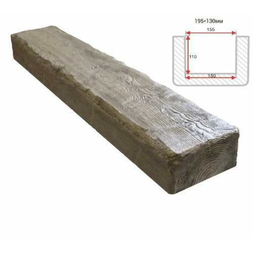 Фото Балка декоративная из полиуретана Arno Decor Рустик 195х130мм Лофт, длина 3м