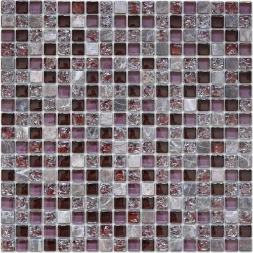 Фото Мозаика стеклянная с камнем Caramelle Naturelle Siracusa 15х15 (305х305х8 мм)