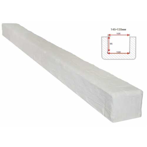 Фото Балка декоративная из полиуретана Arno Decor Рустик 145х120мм Белая, длина 1м