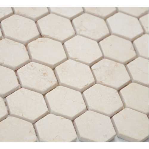 Фото Мозаика из натурального камня Caramelle Pietrine Hexagonal Botticino hex 30х18 (295х305х6 мм)