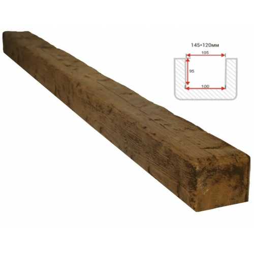 Фото Балка декоративная из полиуретана Arno Decor Рустик 145х120мм Фламбир, длина 1м
