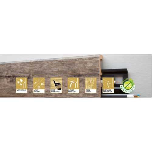 Фото Плинтус Arbiton Integra 16 Орех светлый: влагостойкий, ударопрочный, широкий (80х20х2400 мм)