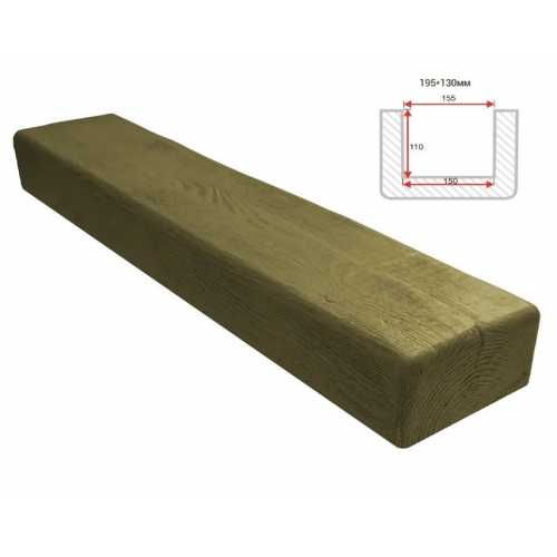 Фото Балка декоративная из полиуретана Arno Decor Модерн 195х130мм Дуб болотный, длина 2м