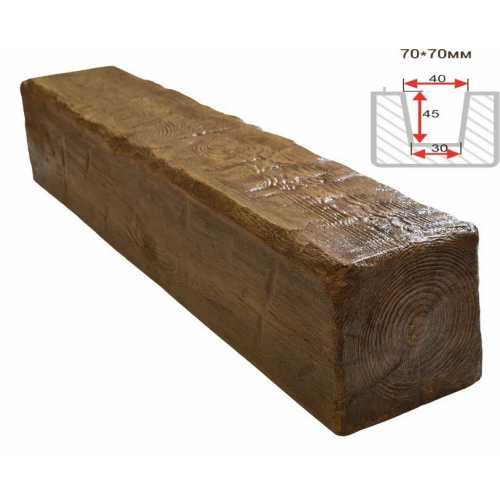 Фото Балка декоративная из полиуретана Arno Decor Рустик 70х70мм Фламбир, длина 2м