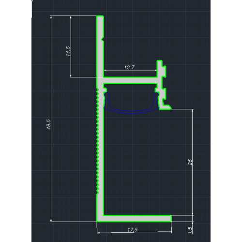 Фото Теневой плинтус с нижней полкой Pro Design 7210 Черный RAL 9005 (25*12.7*2700)